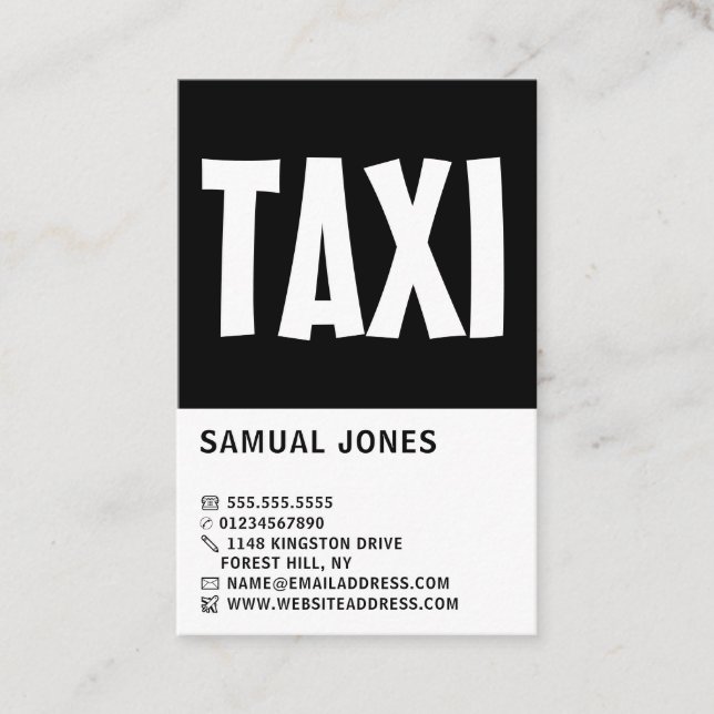 Modern kühl, Taxifahrer, Chauffeur Visitenkarte (Vorderseite)