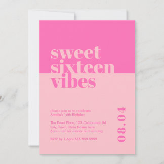 Modern kühne 16 . Geburtstag Vibes Pink Birthday Einladung