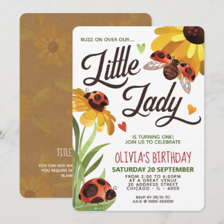Modern Lady Bug Birthday Einladung