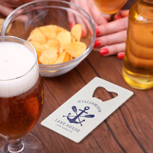 Modern Lake House Nom de famille Nautique   bleu m