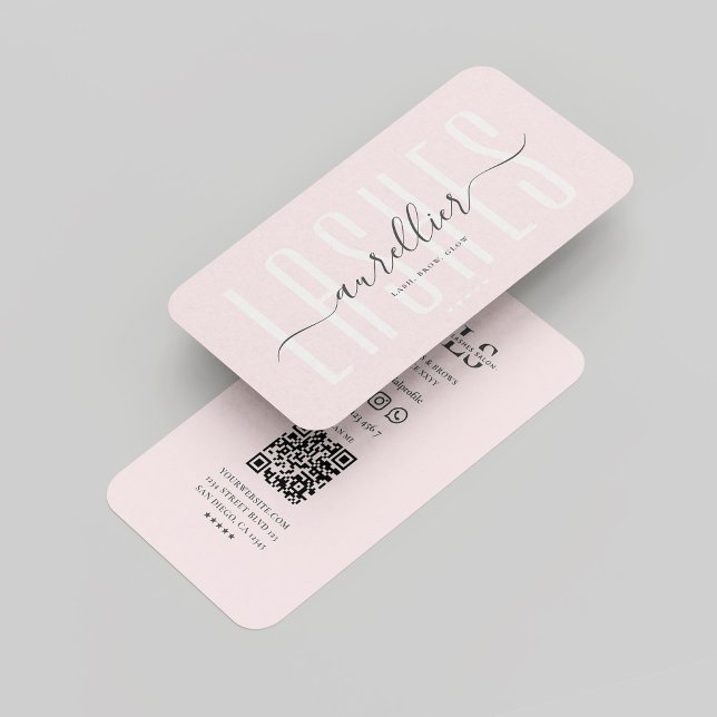 Modern Lashes Brows Beautician Monogram Pink Visitenkarte (Modern Lashes Brows Beautician Monogram Pink Business Card
)