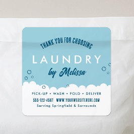 Modern Laundry Service Blue & White Thank You Quadratischer Aufkleber