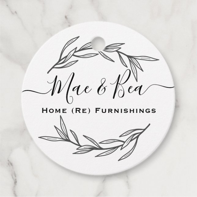 Modern Laurel Leaf Tag Geschenkanhänger (Vorderseite)