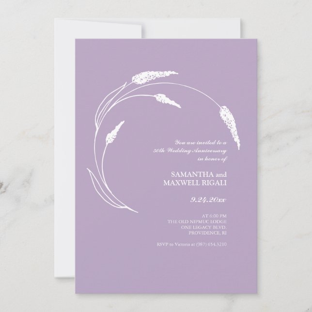 Modern Lavender 50th Wedding Anniversary Invites Einladung (Vorderseite)