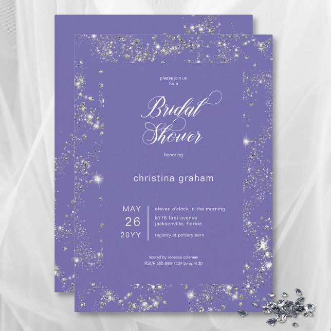 Modern Lavender Glam Diamond Frame Brautparty Einladung (Modern Lavender Glam Diamond Frame Bridal Shower Invitation)