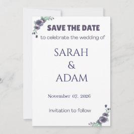 Modern Lavender Rose Wedding Save the Date Card