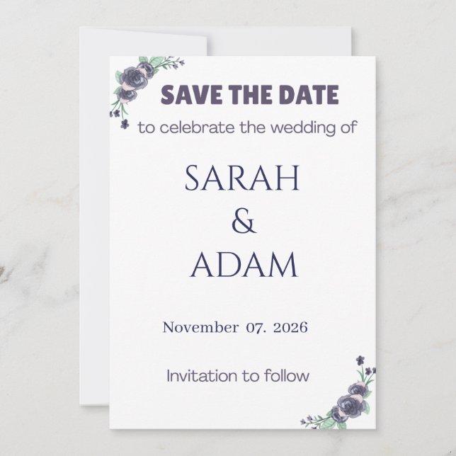 Modern Lavender Rose Wedding Save the Date Card (Vorderseite)