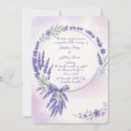 Modern Lavender Typografy Wreath Wedite Einladung