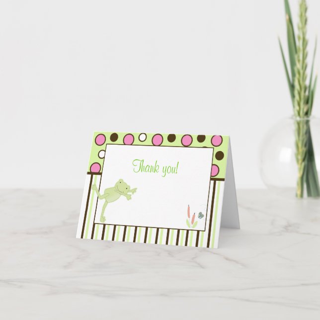 Modern Leap Frog Trendy Note Card Danke (Vorderseite)