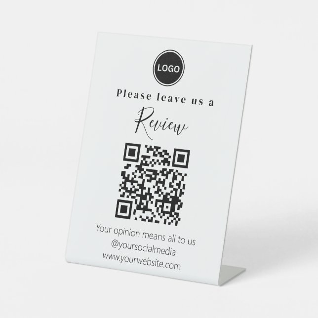 Modern Leave us a review QR code Sockelschild (Vorderseite)