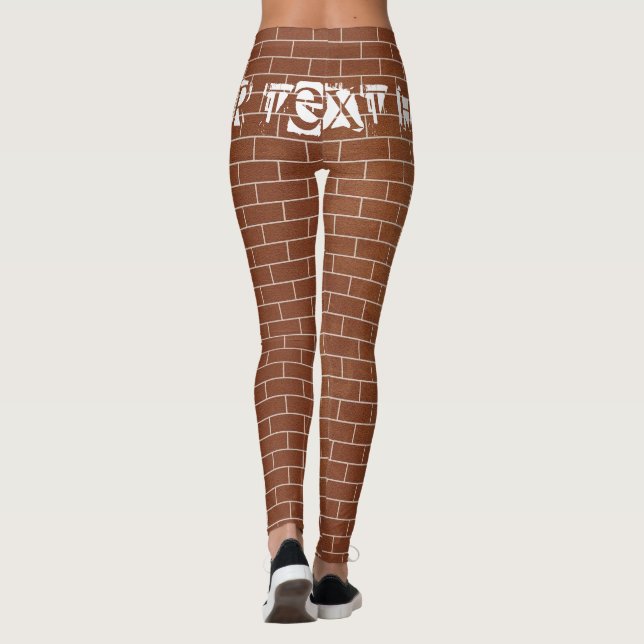 Modern Leggings Brick Wall Design and Custom Text (Rückseite)