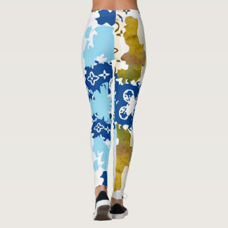 modern leggings in blue camouflage