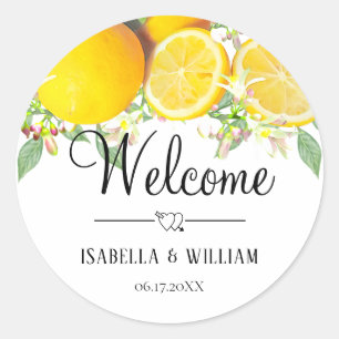 Modern Lemon Boho Summer Wedding Vielen Dank Runder Aufkleber