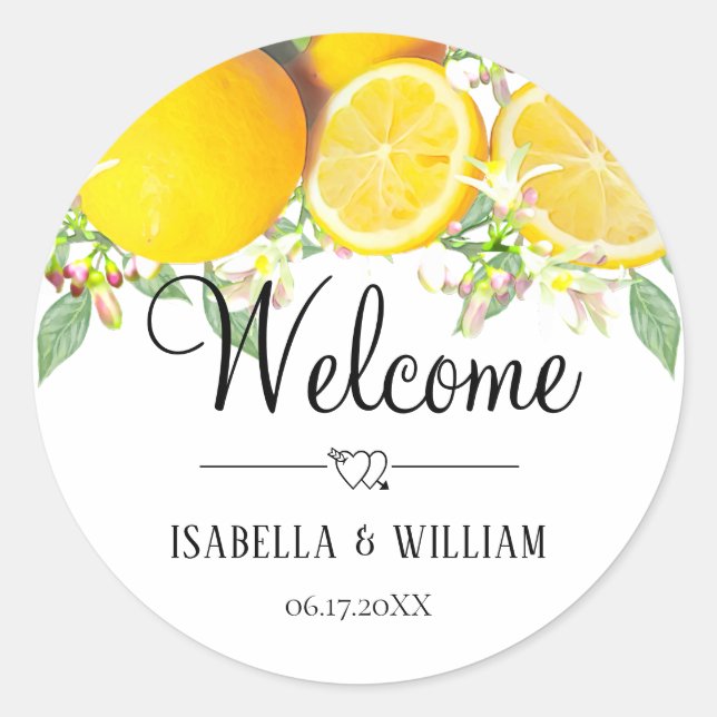 Modern Lemon Boho Summer Wedding Vielen Dank Runder Aufkleber (Vorderseite)
