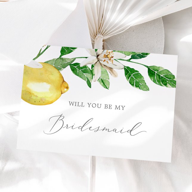 Modern Lemon Garden Bridesmaid Vorschlag Card Einladung (Von Creator hochgeladen)