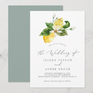 Modern Lemon Garden Simple Wedding Einladung