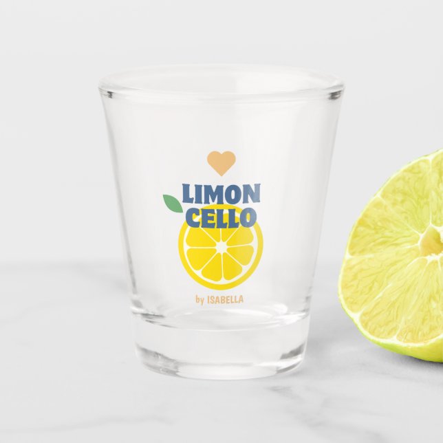 Modern Lemon Heart Limoncello Gefallen Geschenk Me Schnapsglas (Vorderseite)