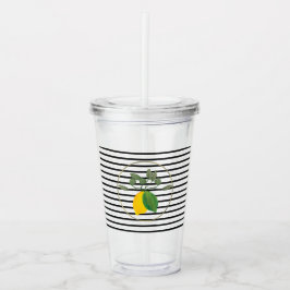 Modern Lemon Limon Limoncillo Streifen Monogramm Acryltrinkbecher
