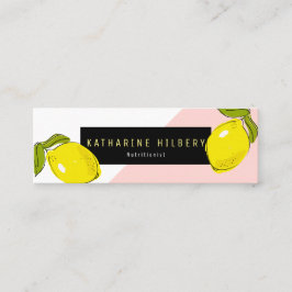 Modern Lemon Pink White Block Mini Business Card Visitenkarte