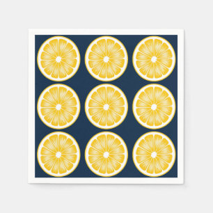 Modern Lemon Slice Navy Blue & Yellow Serviette