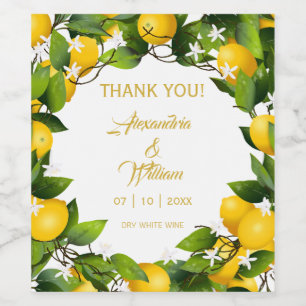 Modern Lemon Wreath Garden   Hochzeit Weinetikett