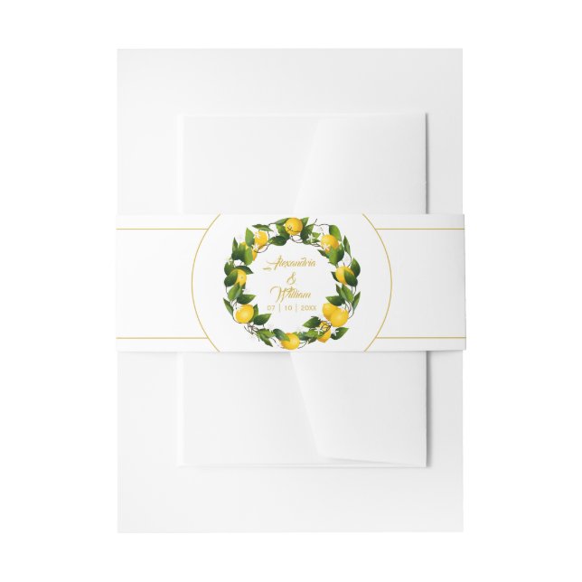 Modern Lemon Wreath | Hochzeit Einladungsbanderole (Vorderseite Beispiel)