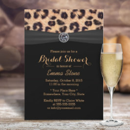 Modern Leopard Black Ribbon Diamond Brautparty Einladung