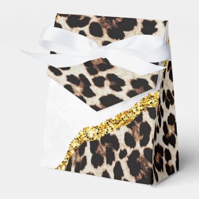 Modern Leopard Gold Agate Geode Monogram Fevor Box Geschenkschachtel (Vorderseite)