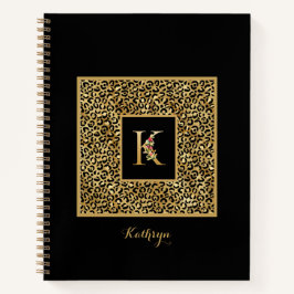 Modern Leopard Gold Personal Monogram Letter K Notizbuch