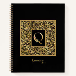 Modern Leopard Gold Personal Monogram Letter Q Notizbuch