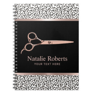 Modern Leopard Hair Stylist Rose Gold Schere Notizblock