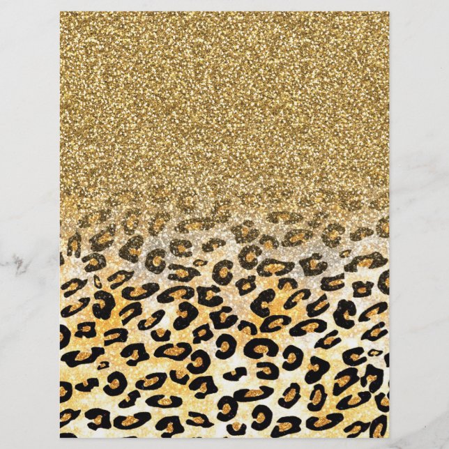 Modern Leopard Pattern Gold Glitzer Ombre (Vorderseite)