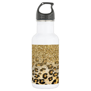 Modern Leopard Pattern Gold Glitzer Ombre Edelstahlflasche