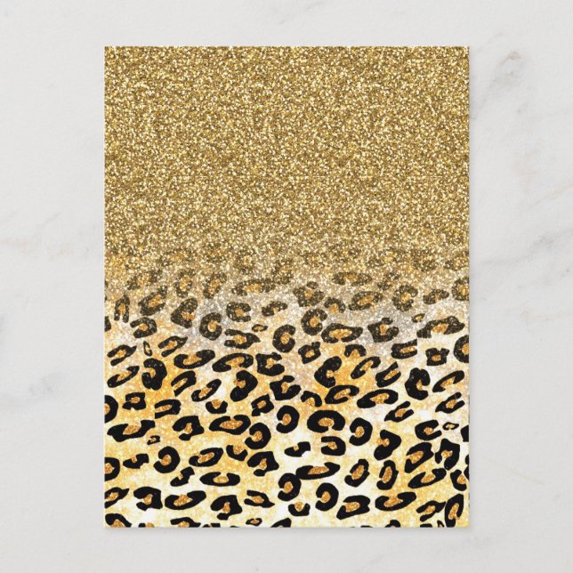 Modern Leopard Pattern Gold Glitzer Ombre Postkarte (Vorderseite)