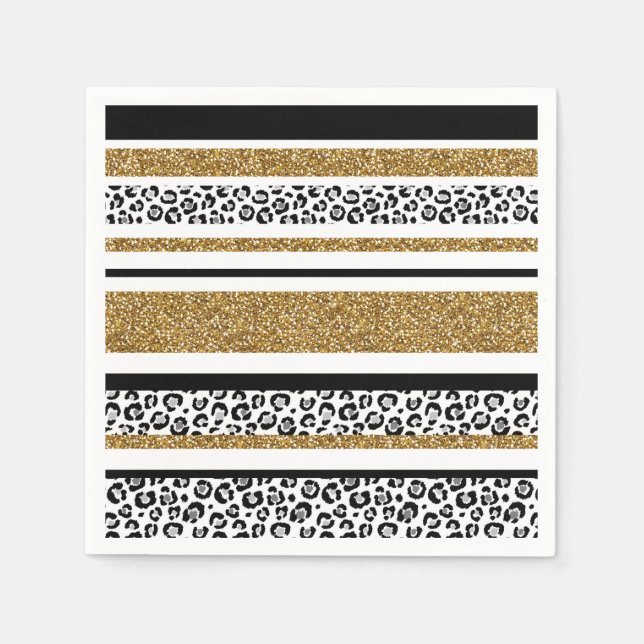 Modern Leopard Pattern Gold Glitzer Ombre Serviette (Vorderseite)