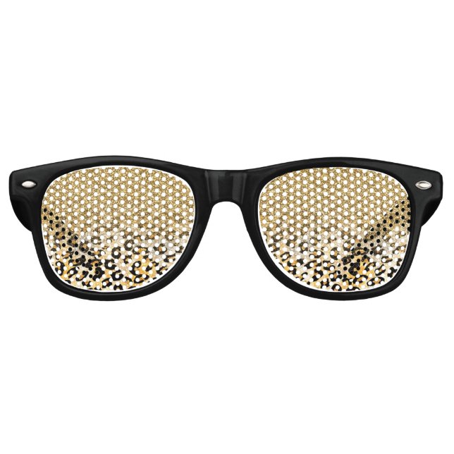 Modern Leopard Pattern Gold Glitzer Ombre Sonnenbrille (Vorderseite)