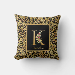 Modern Leopard Personalisiert Monogram K Initial Kissen