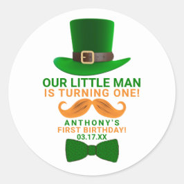 Modern Leprechaun St. Patrick's any Age Birthday Runder Aufkleber