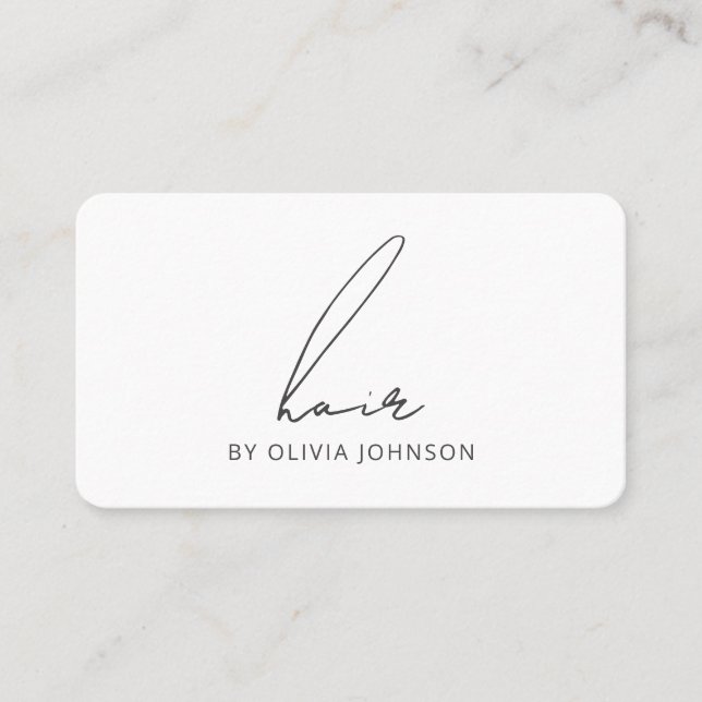 Modern Letted Script Hair Stylist Business Card Visitenkarte (Vorderseite)