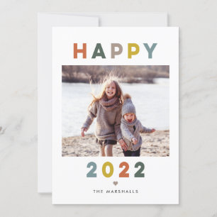 Modern Letters Happy New Year 2022 Foto Card Feiertagskarte