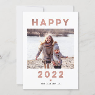 Modern Letters Happy New Year 2022 Foto Card Feiertagskarte
