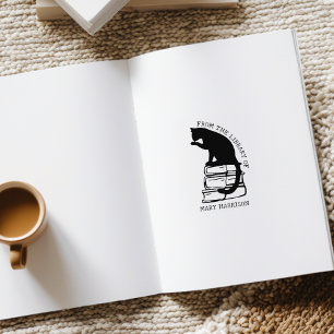 Modern Library Cat Bookplate  Gummistempel