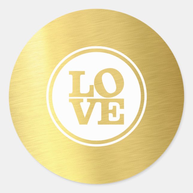 MODERN LIEBE SIEGEL trendige Kassentypografie Gold Runder Aufkleber (Vorderseite)