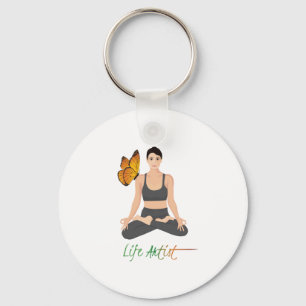 Modern Life Artist Zitat Mädchen Lotus Schmetterli Schlüsselanhänger