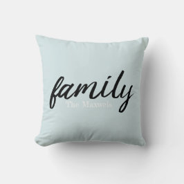 Modern Light Blue Family Monogramed Throw Pillow Kissen