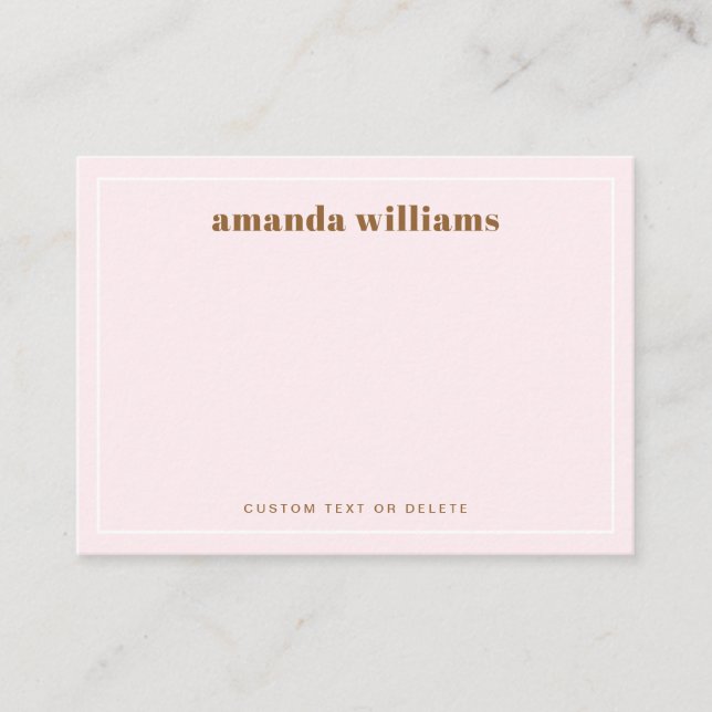 Modern light blush pink name & text mini notecard visitenkarte (Vorderseite)