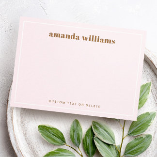 Modern light blush pink name & text mini notecard visitenkarte