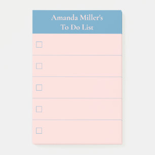 Modern Light Coral Blue zu tun Liste mit Namen Post-it Klebezettel