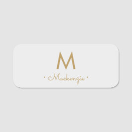 Modern Light Gray Gold Script Monogram Namensschild