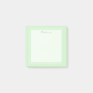 Modern Light Green White Border Script Post-it Klebezettel